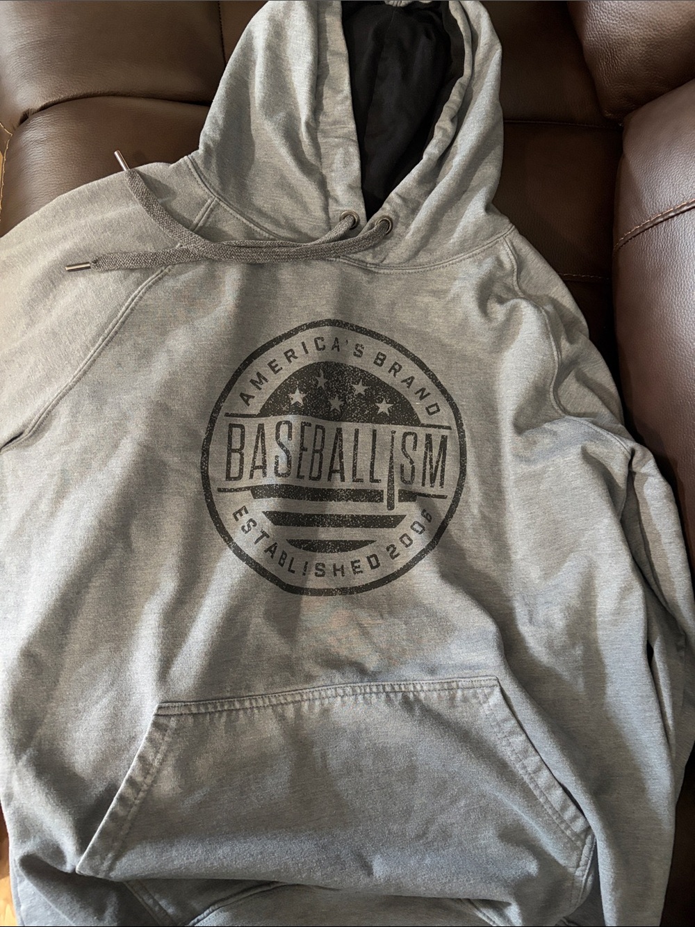 Baseballism Men's Gray Hoodie with Front Logo
